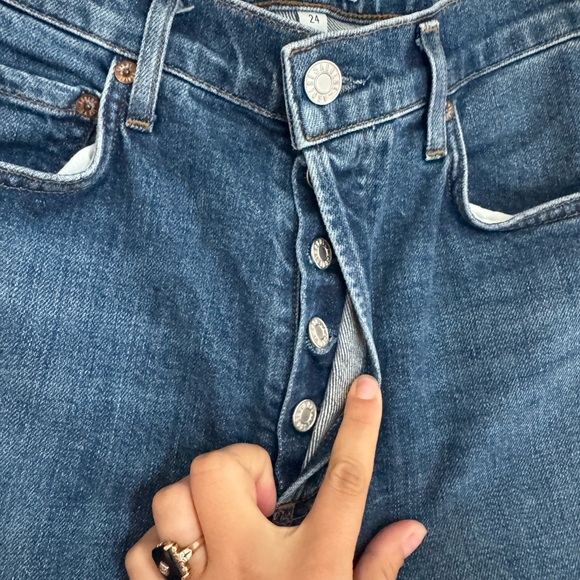 AGOLDE Nico High Rise Straight Jeans Raw Hem Size 24 Premium Denim Chic Coquette - Picture 4 of 7